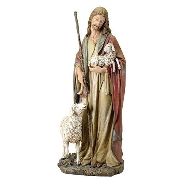 Christ The Good Shepherd Statue with Sheep Sculpture